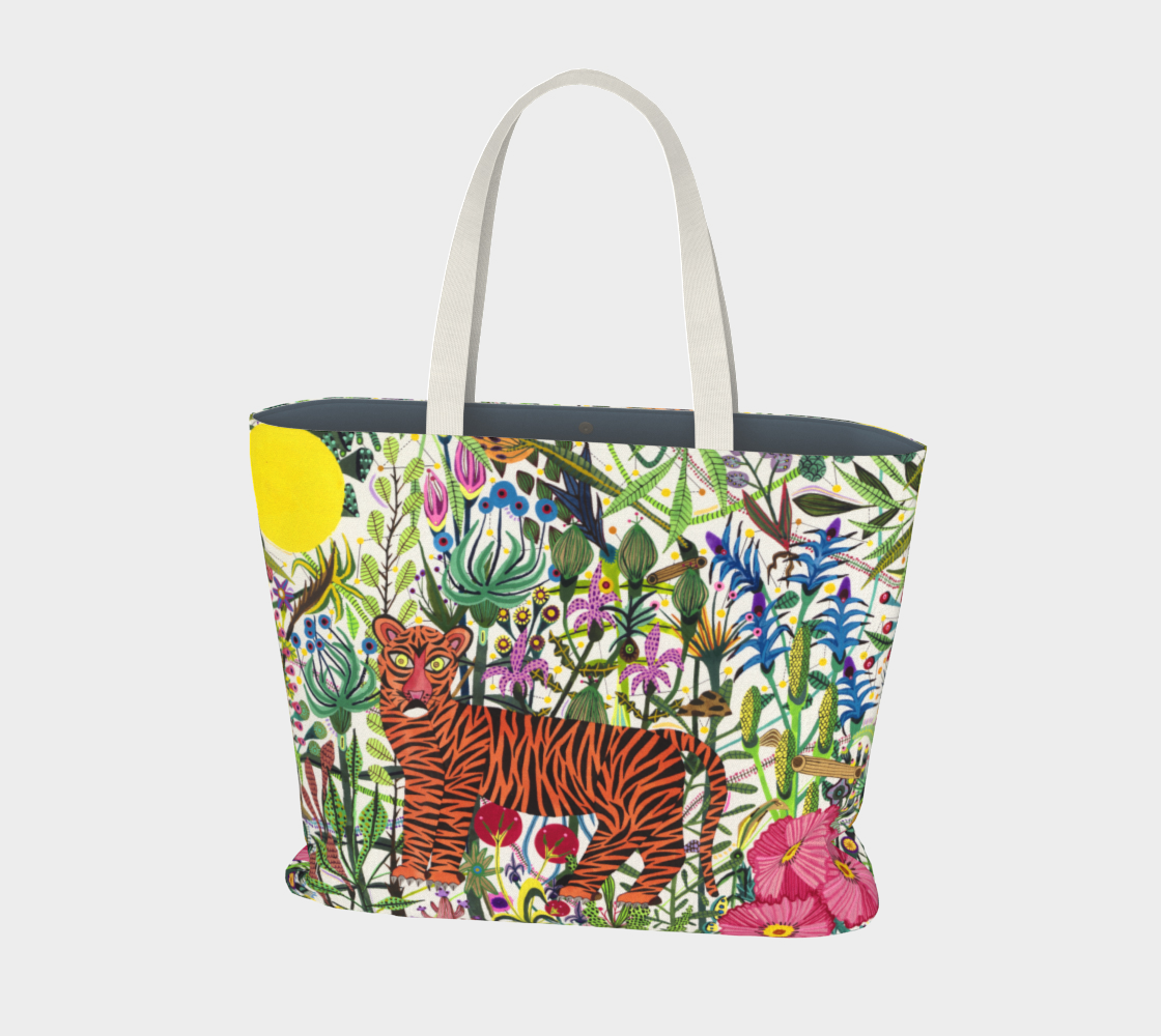 Sac fourre-tout grand format en toile coton ''Le Tigre''