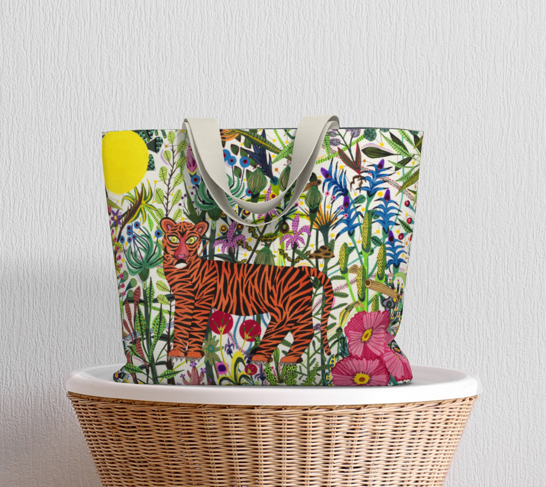 Sac fourre-tout grand format en toile coton ''Le Tigre''