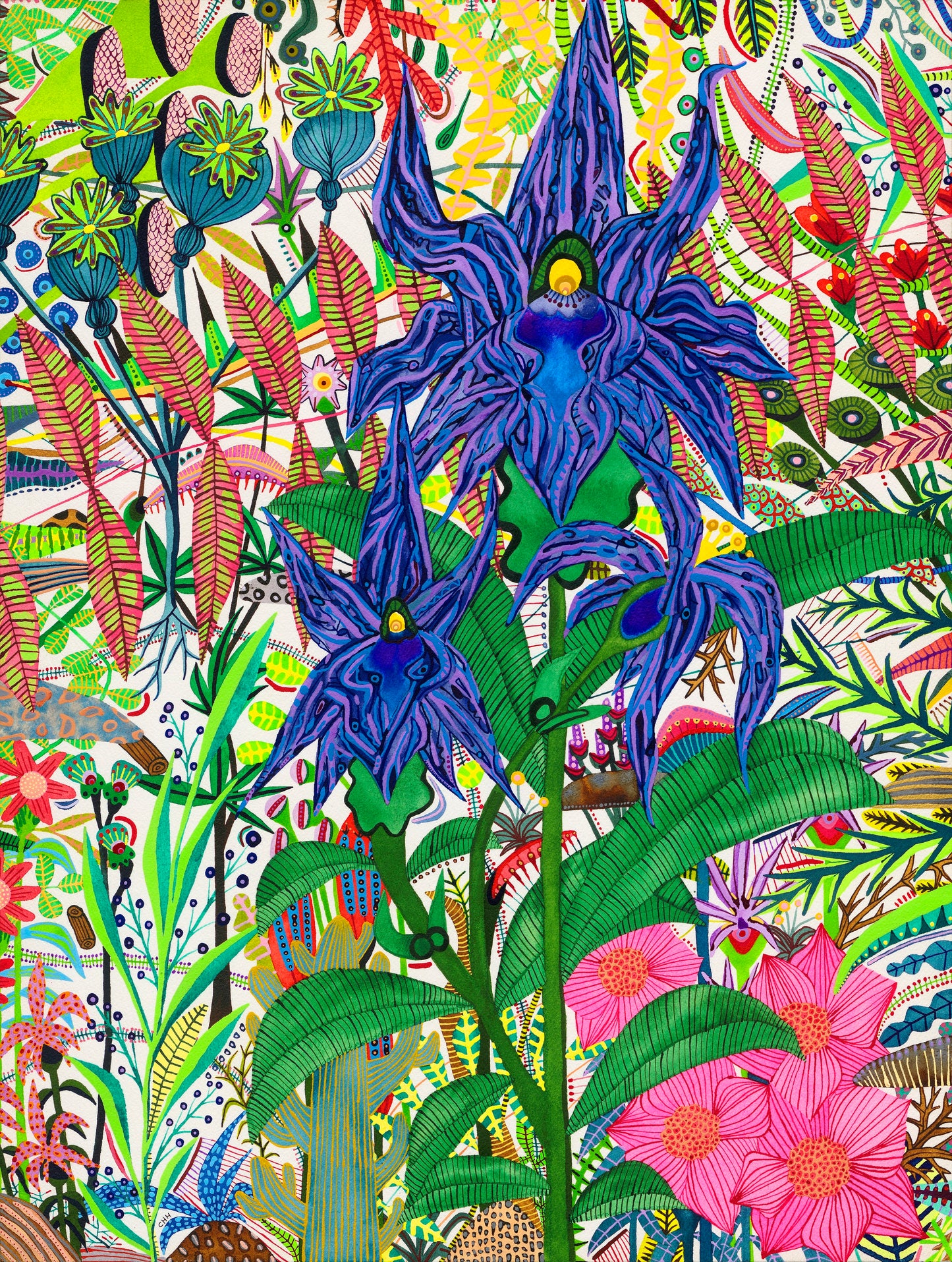 œuvre originale ''fleur bleue''