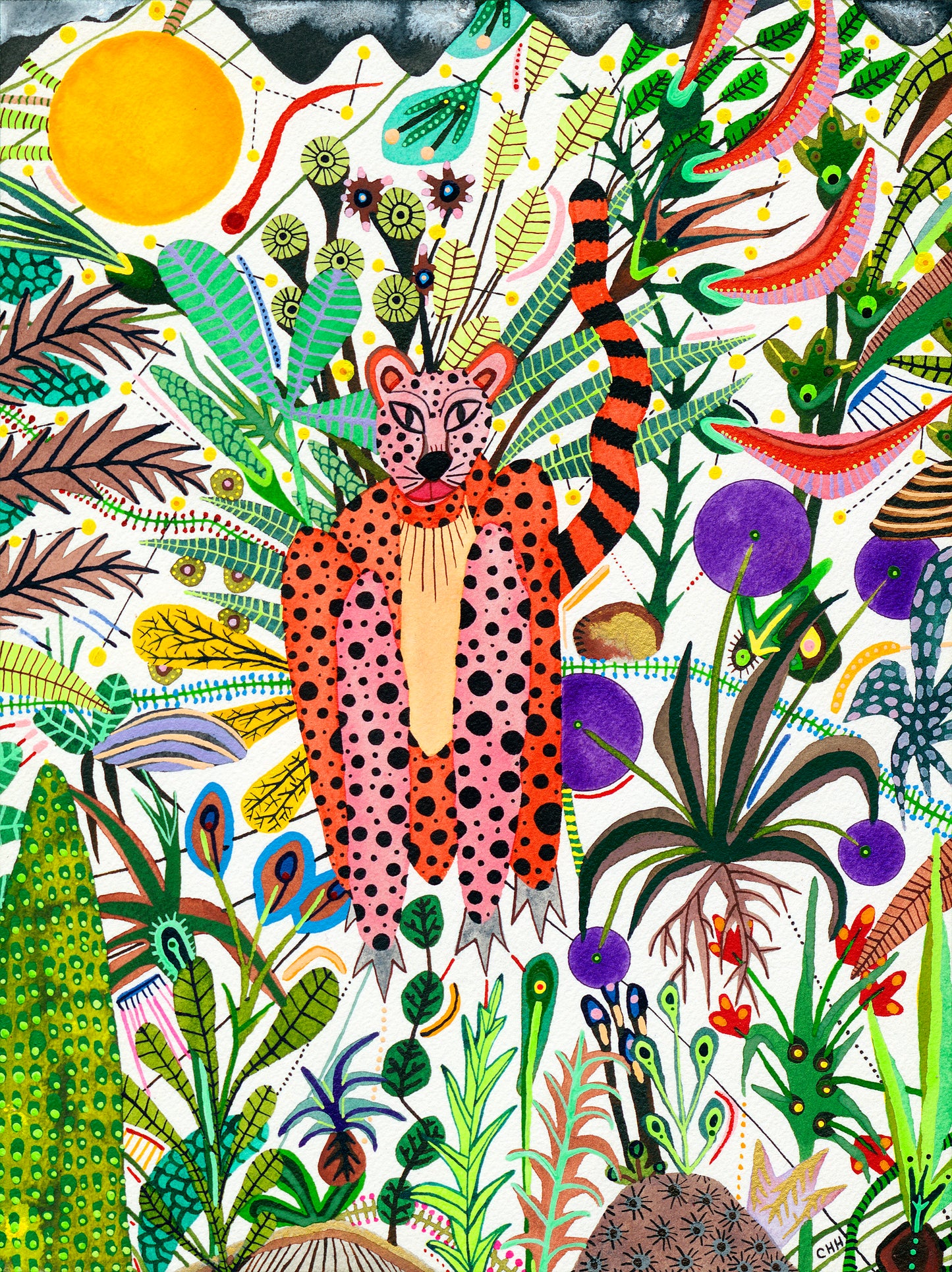 Œuvre originale ''Un guépard rose seul au petit matin''